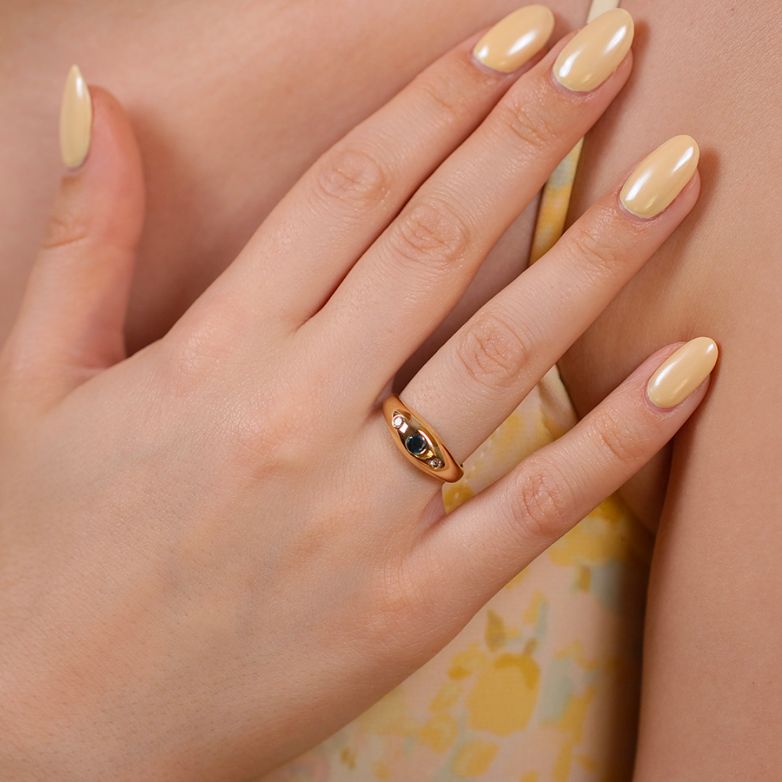 Bague or jaune saphir et diamant(s) 