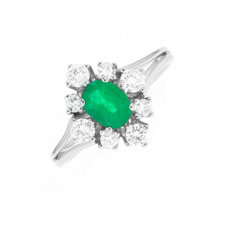 Bague or gris émeraude et diamant(s)