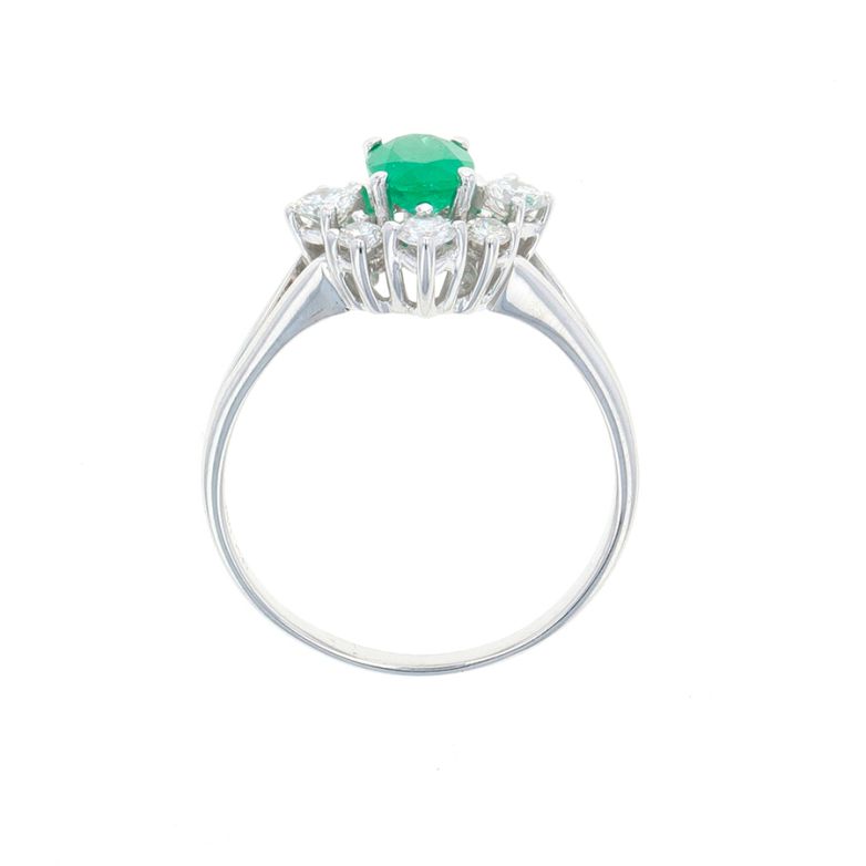 Bague or gris émeraude et diamant(s) 