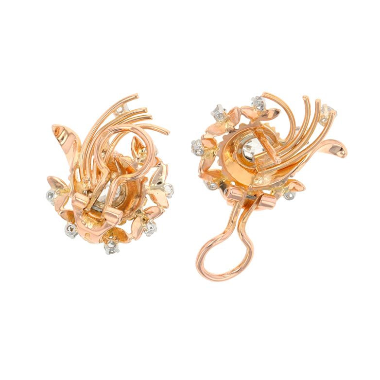 Boucles d'oreilles or jaune diamant(s) t. ancienne 