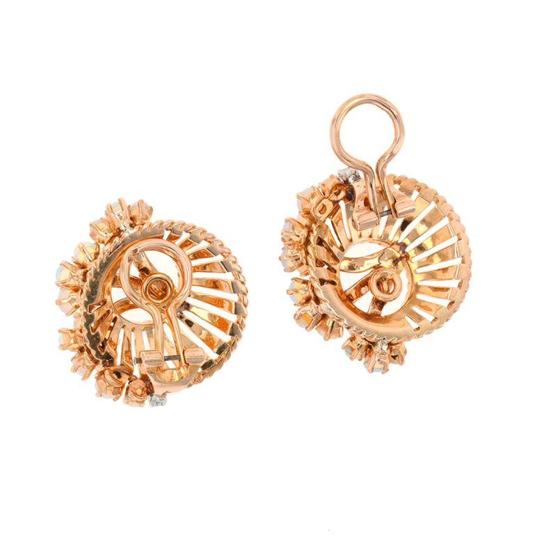 Boucles d'oreilles or jaune diamant,P.fine opales