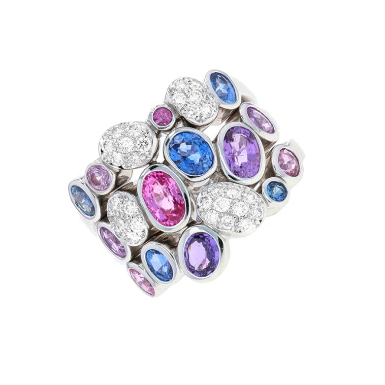 Bague or gris saphir et diamant(s)