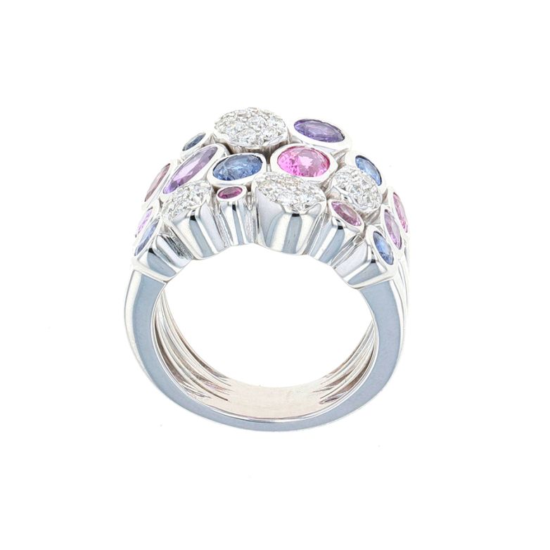 Bague or gris saphir et diamant(s) 