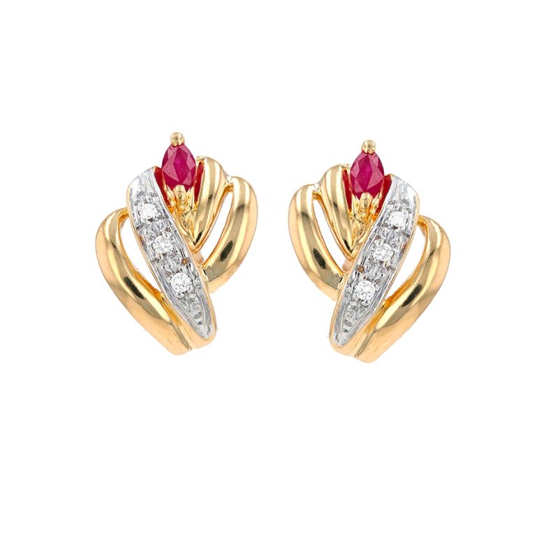 Boucles d'oreilles or bicolore rubis et diamant(s)