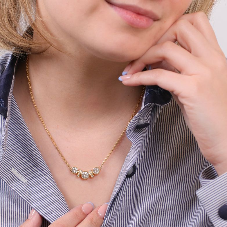 Collier maille forçat or jaune diamant (s) 