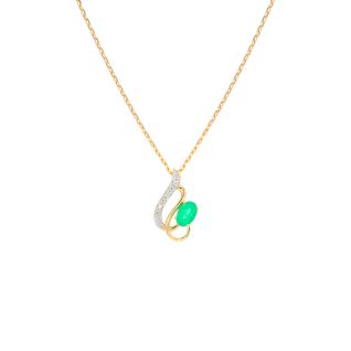 collier or bicolore émeraude et diamant(s)