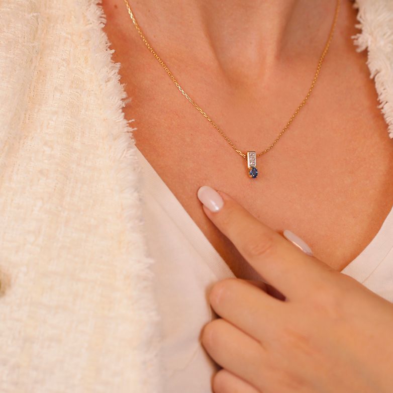 collier or bicolore saphir et diamant(s) 