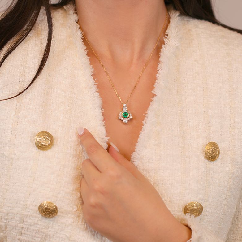 collier or jaune émeraude et diamant(s) 