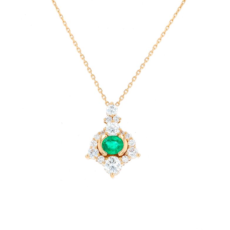 collier or jaune émeraude et diamant(s)