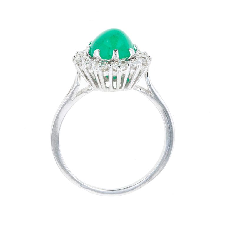 Bague or gris émeraude et diamant(s) 