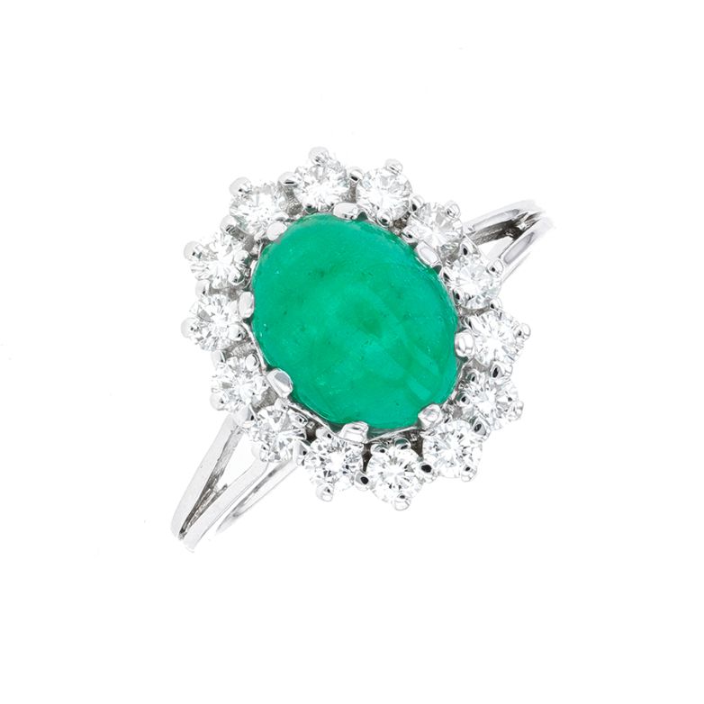 Bague or gris émeraude et diamant(s)