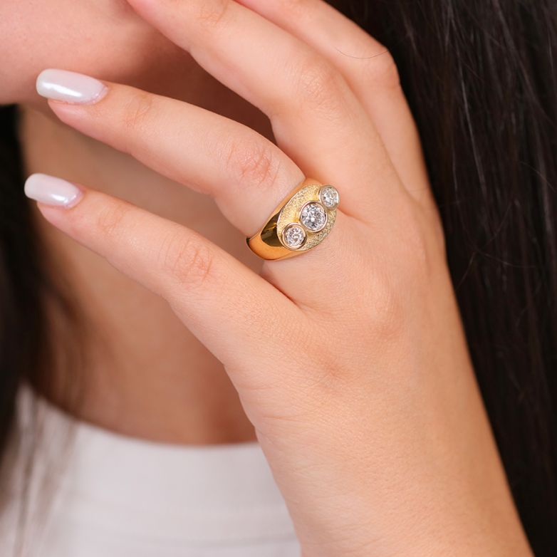 Bague or jaune diamant(s) t. ancienne 