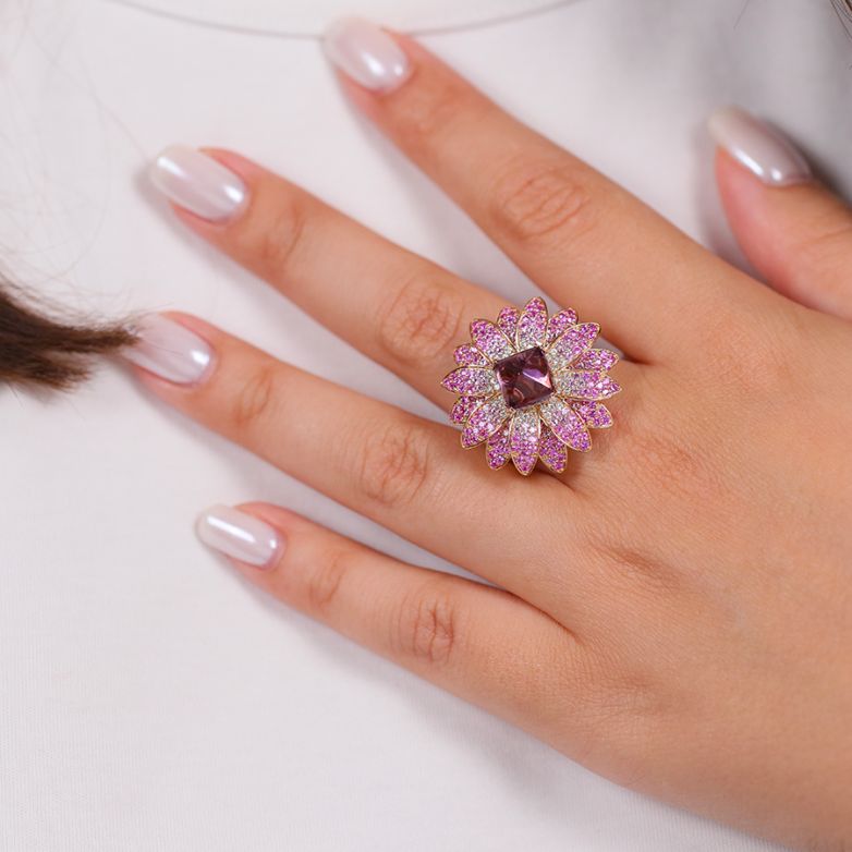 Bague or jaune diamant,P.fine améthyste et saphirs