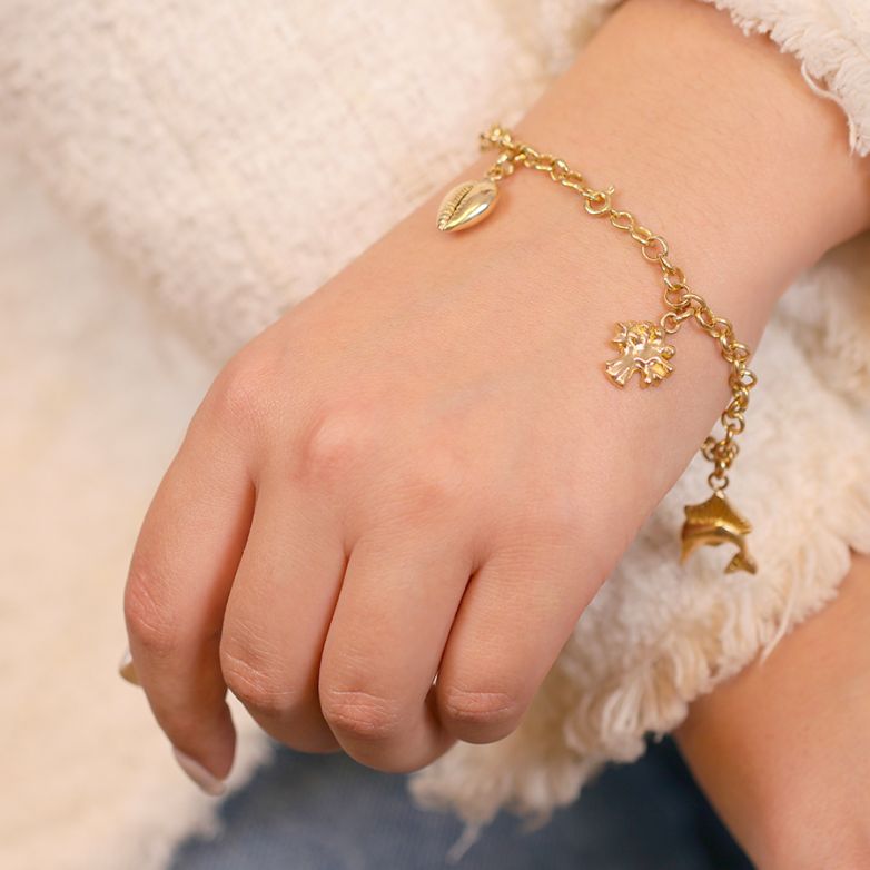 Bracelet maille fantaisie or jaune 