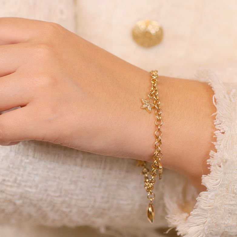 Bracelet maille fantaisie or jaune 