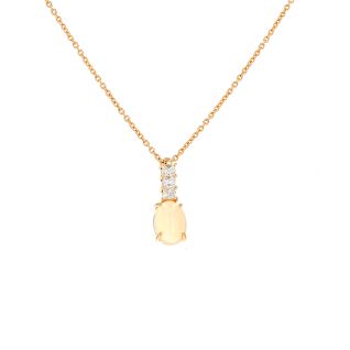 Pendentif or jaune diamant,P.fine opale