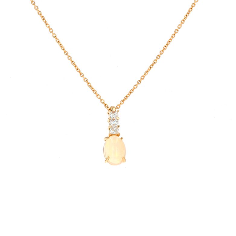 Pendentif or jaune diamant,P.fine opale