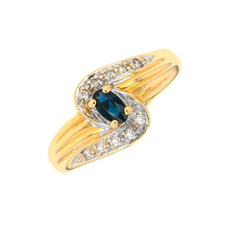 Bague or jaune diamant saphir