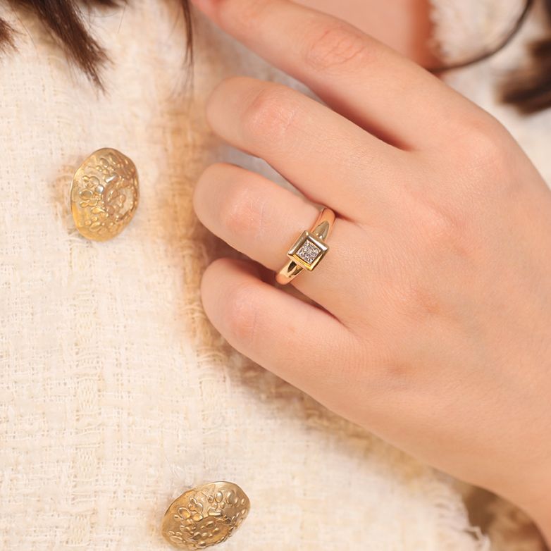 Bague or jaune diamant 