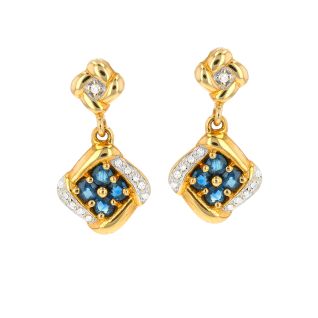 boucle d'oreille or jaune diamant saphir