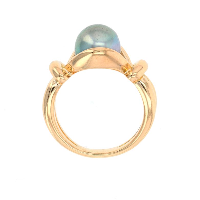 Yellow gold Tahitian pearl...