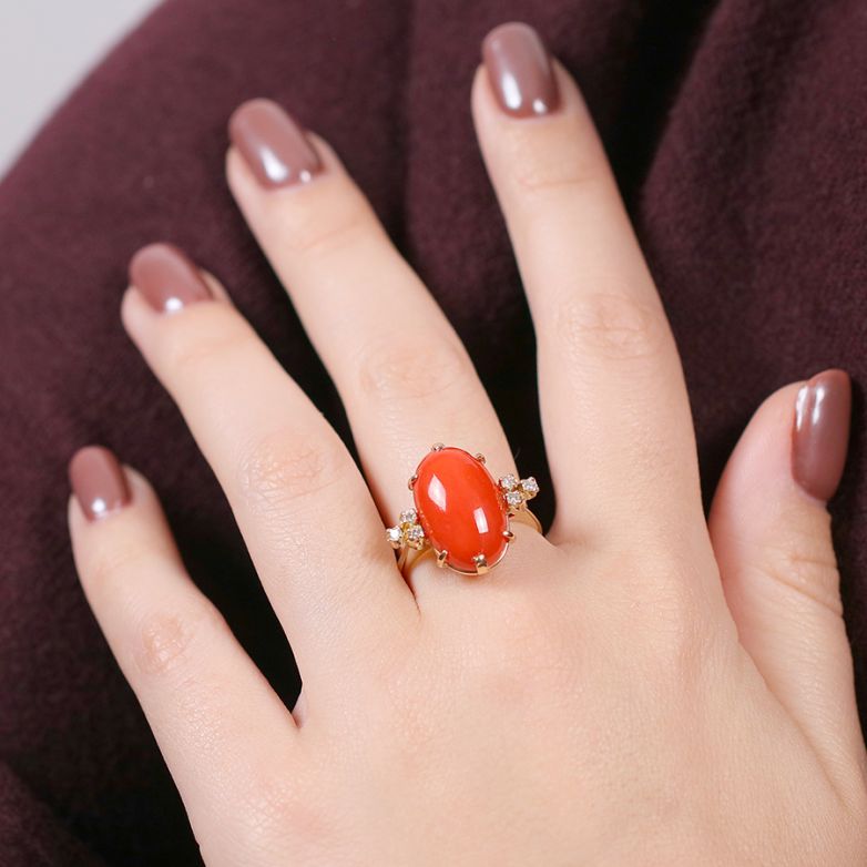 Coral and diamonds ring...
