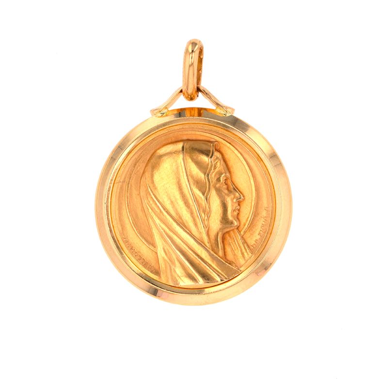 Vierge medal in yellow gold...