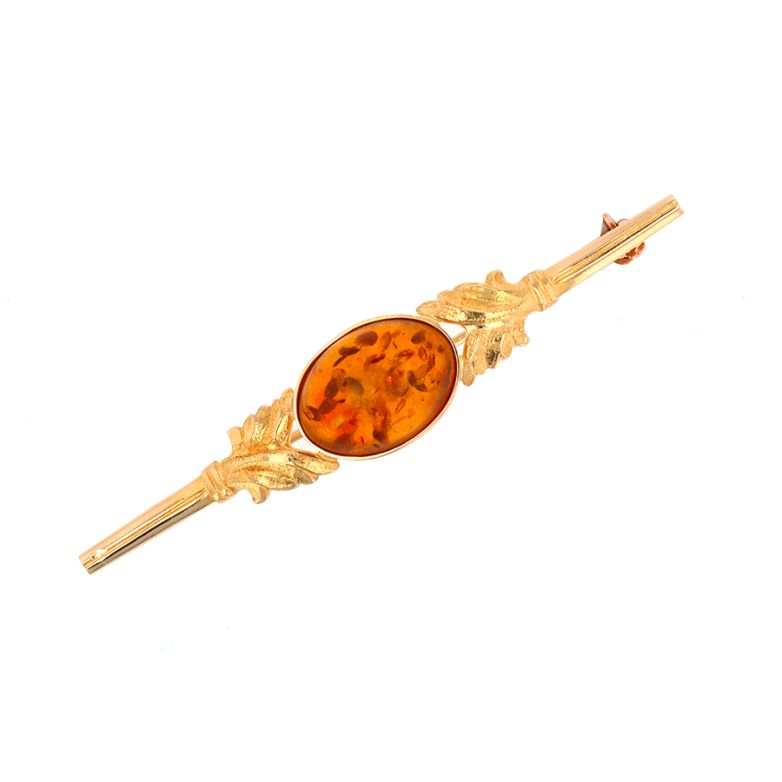 Yellow gold amber brooch 4.72g