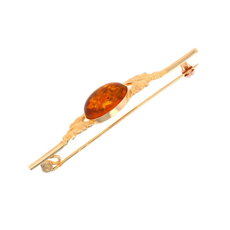 Yellow gold amber brooch 4.72g