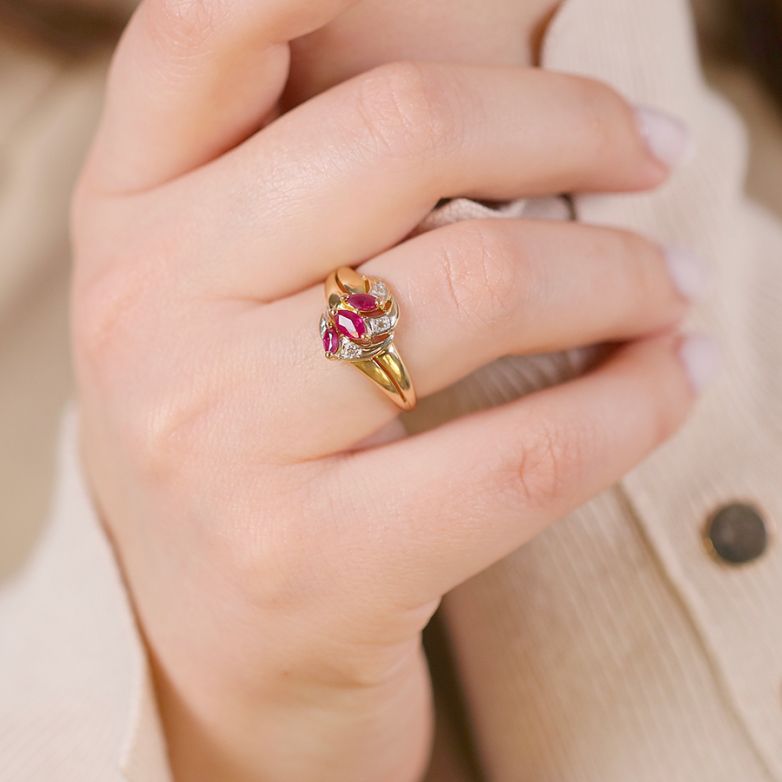 Bague rubis 0.30 carat et...