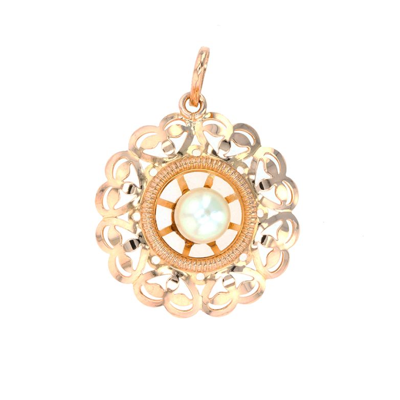 Yellow gold pearl pendant...
