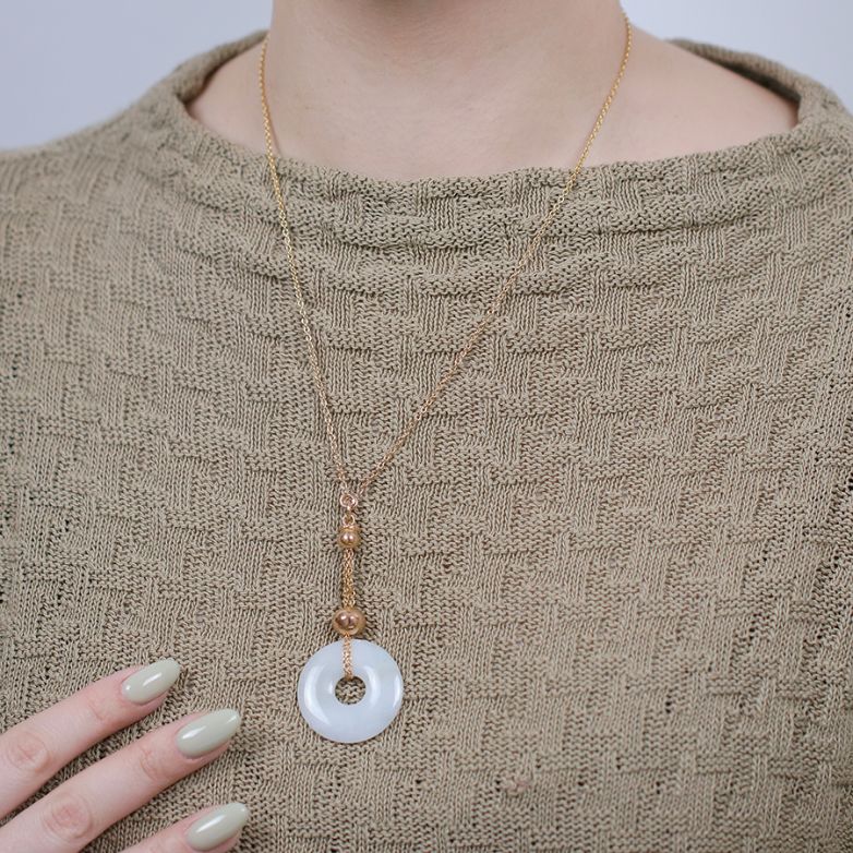 Necklace white jade yellow...