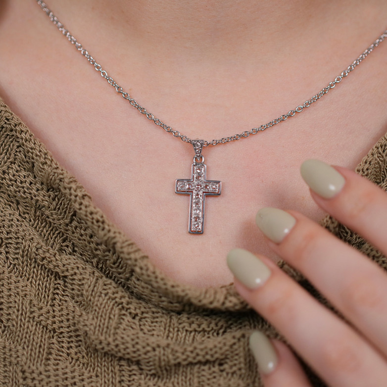 Vintage diamond rose cross...