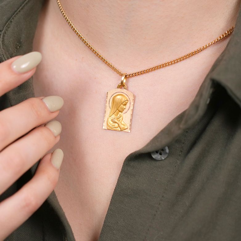 Virgin Mary medal yellow...