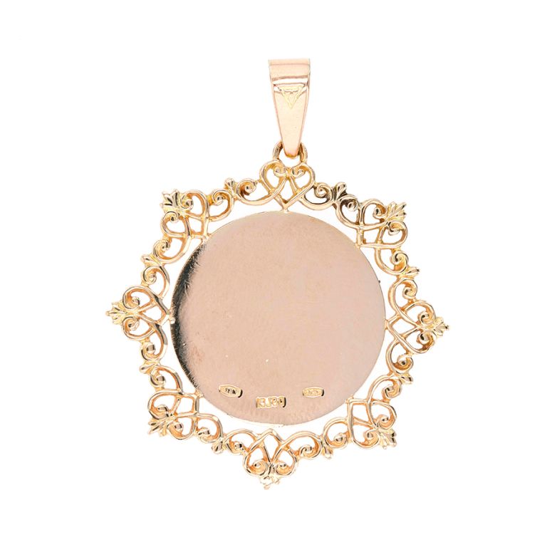 Virgin Mary medal in yellow...