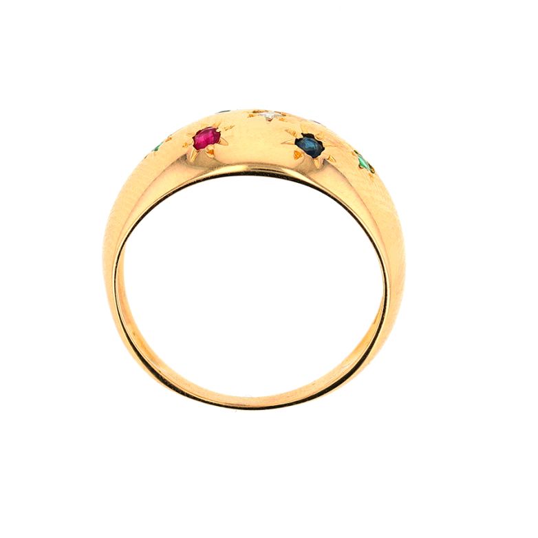 Bague saphirs, émeraudes,...