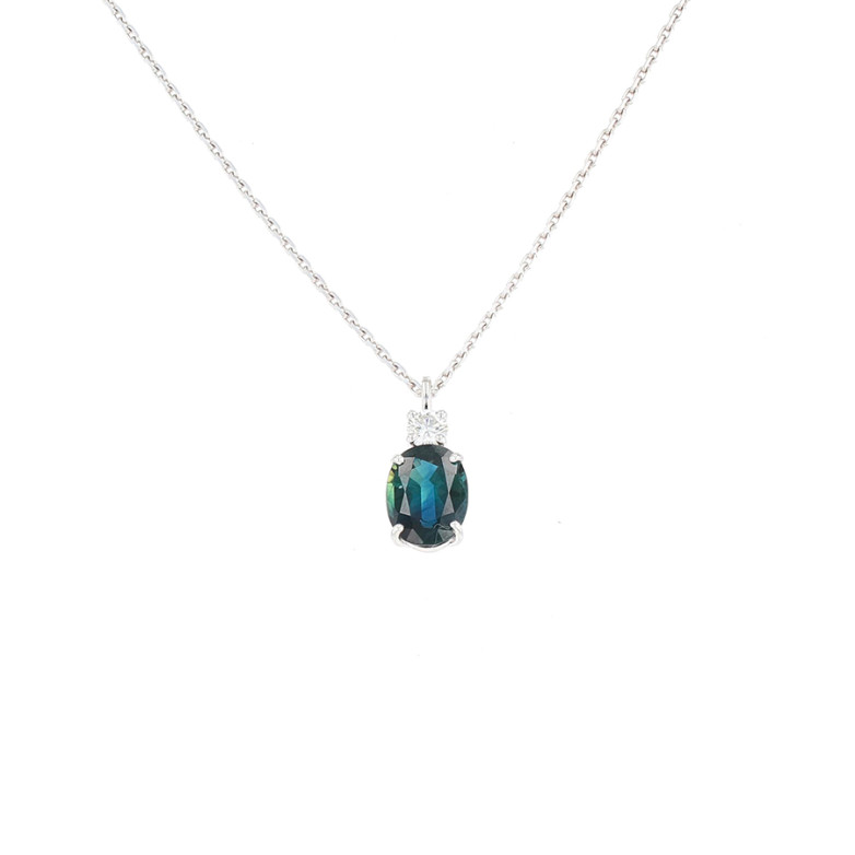 collier or gris saphir et...