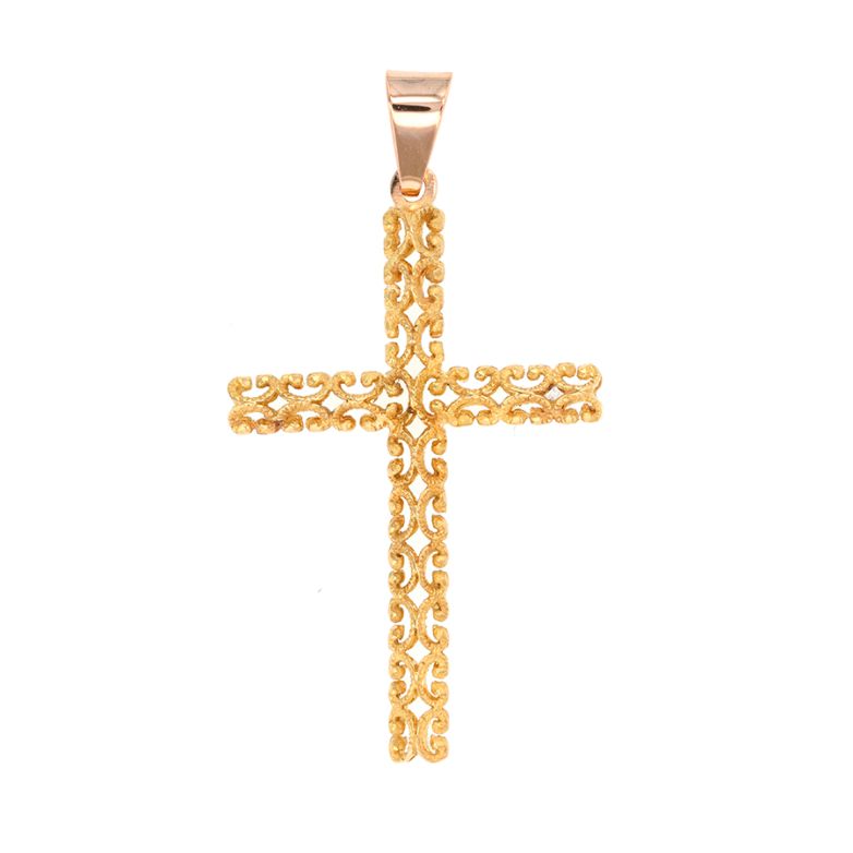 Yellow gold openwork cross...