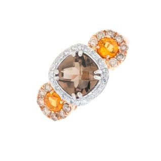 Ring smoky quartz, citrines...