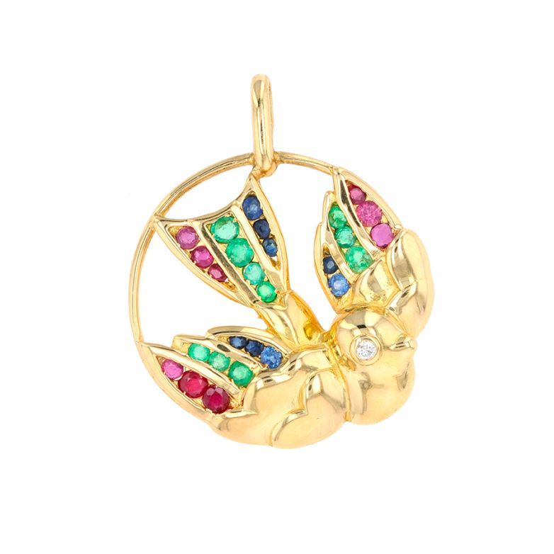 Bird pendant sapphires,...
