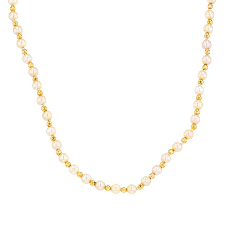 Pearl necklace yellow gold...