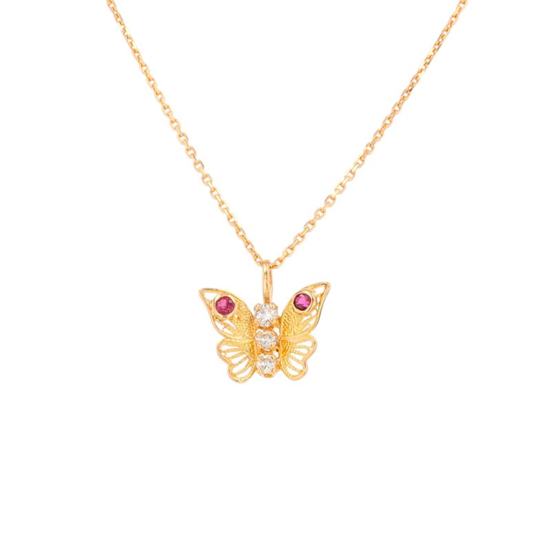 Butterfly necklace ruby...