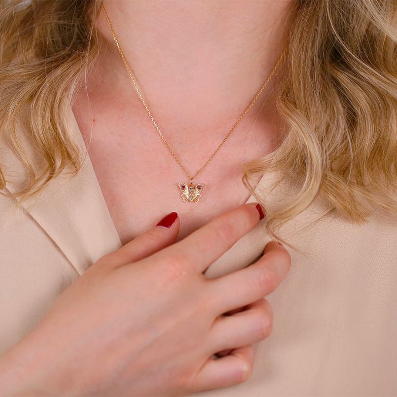 Butterfly necklace ruby...
