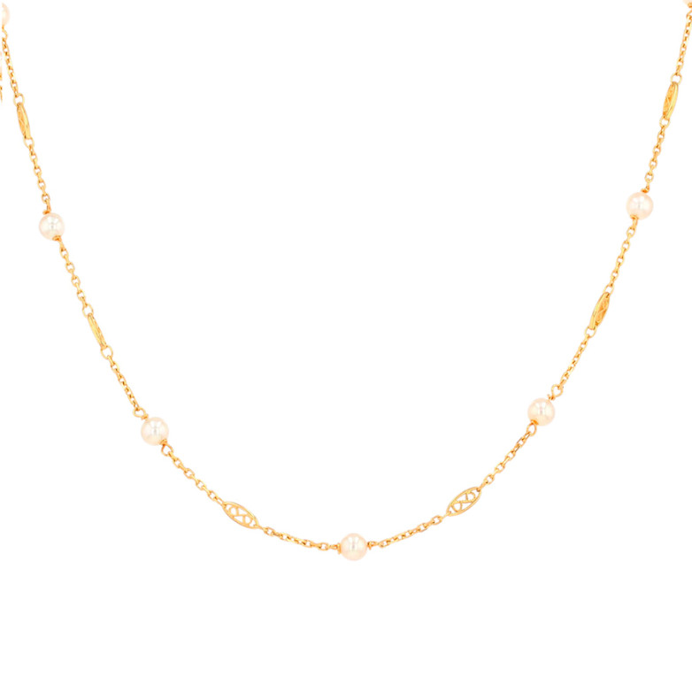 Pearl necklace yellow gold...