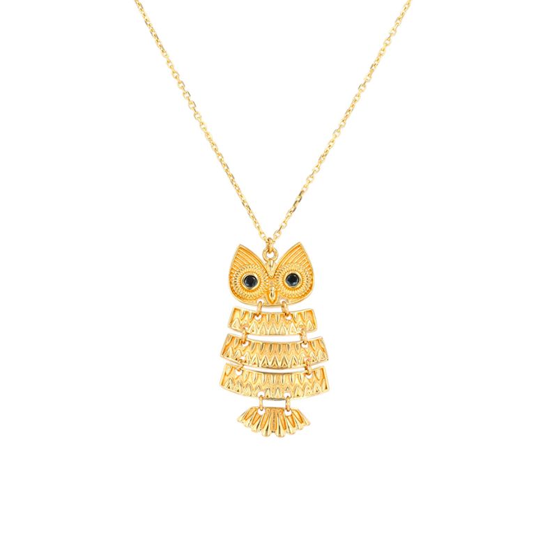 Owl necklace onyx yellow...