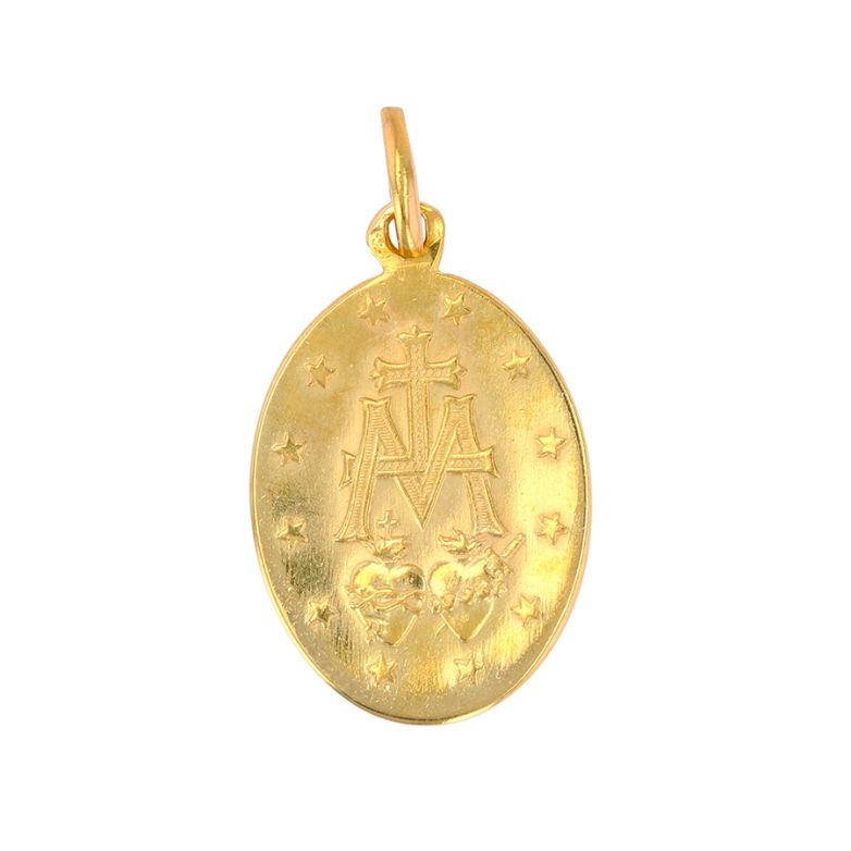 Virgin Mary medal in yellow...