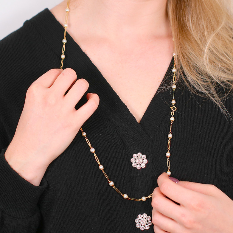 Vintage yellow gold pearl...
