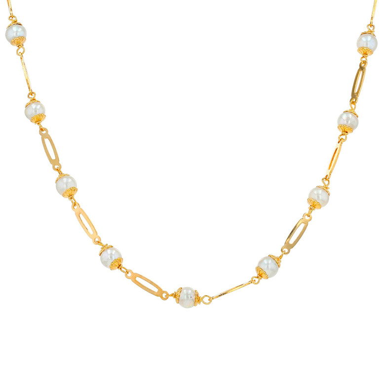 Vintage yellow gold pearl...