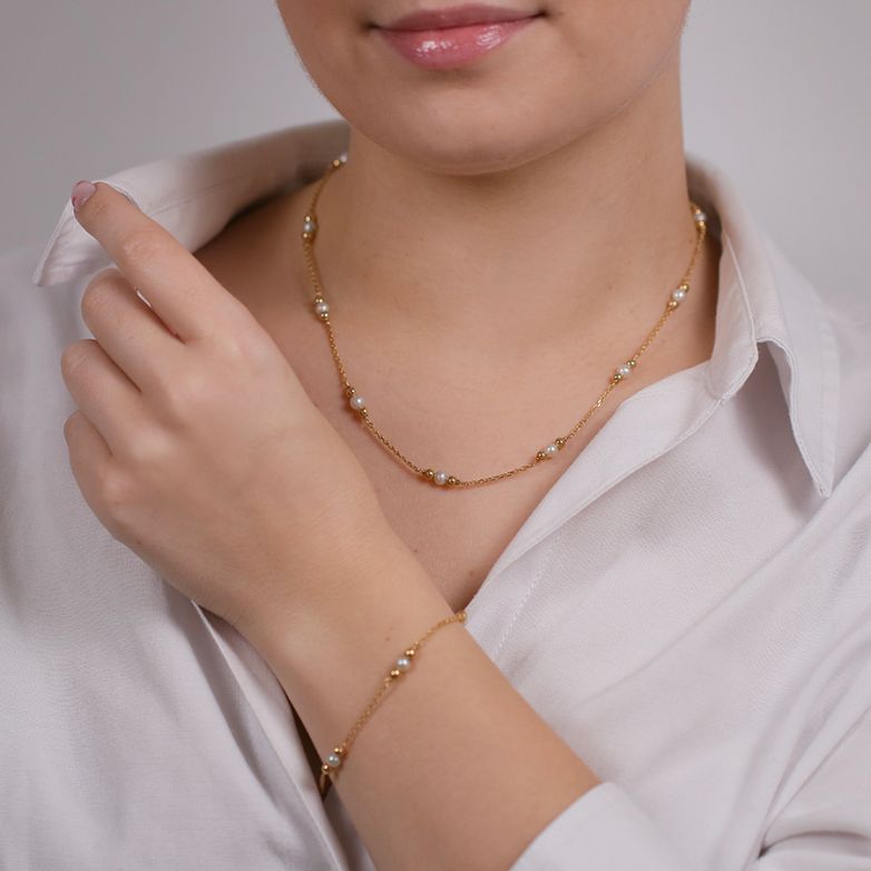 Pearl bracelet yellow gold...