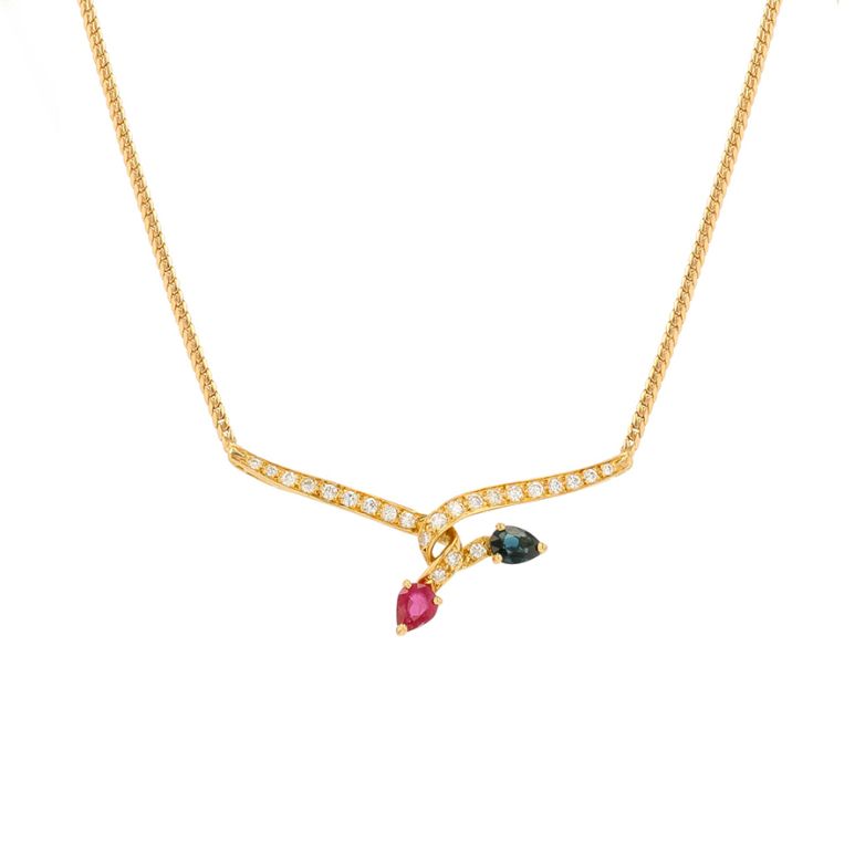 Necklace ruby, sapphire and...